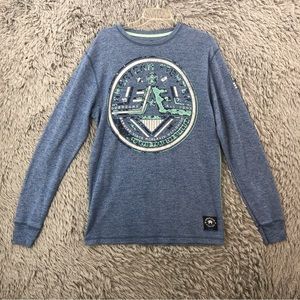 American Fighter Shirt Mens XL Blue Logo Spellout Long Sleeve Thicker